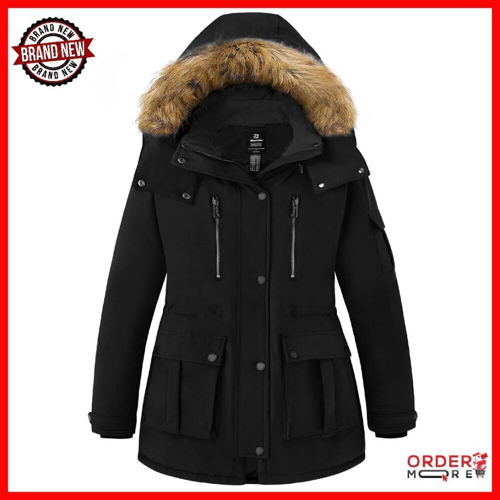 Plus Size Winter Parka with Hood, Waterproof & Warm Puffer Coat